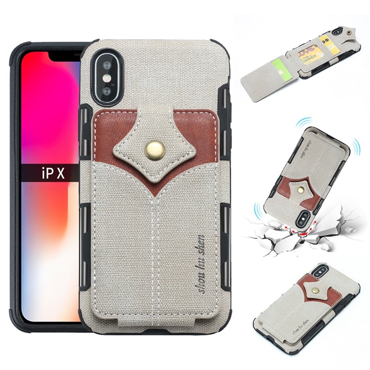 

SHOUHUSHEN Кленовая Пряжка Держатель Кожи Кожа ПК Жесткий Чехол Для Iphone XS Макс 6,5 Дюйма - Светло-серый, iPhone XS Max