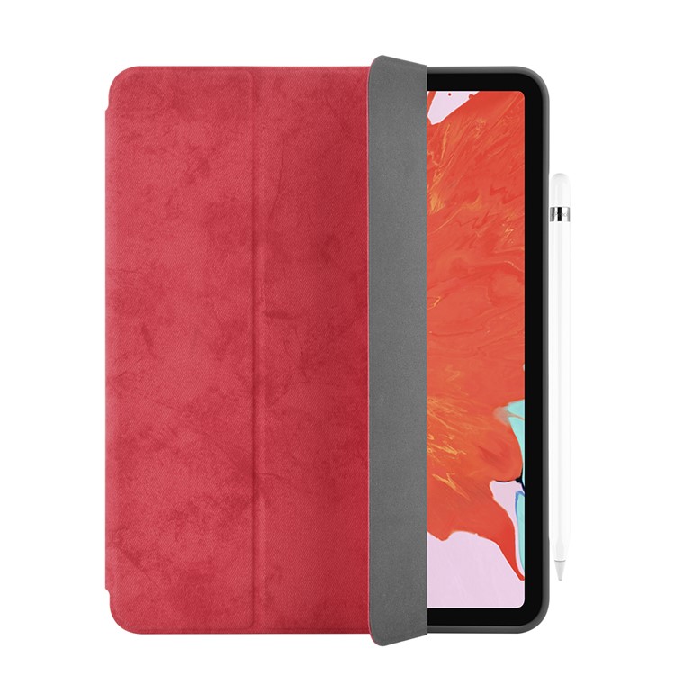 

COMMA Для Ipad Pro 11-дюймовый (2018) ПУ Кожаный Чехол С Тройной Подставкой - Красный, iPad Pro 11-inch (2018)