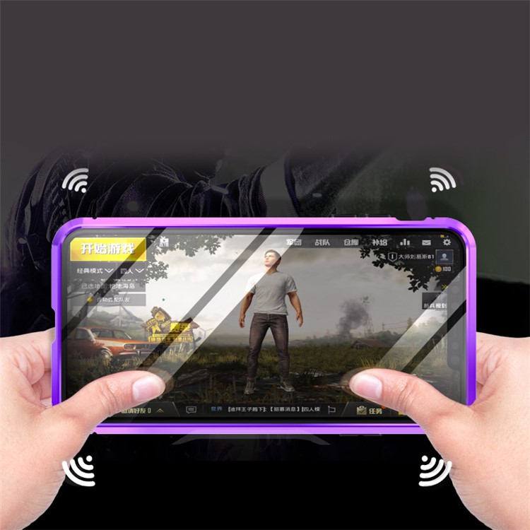 Couverture En Verre De Protection D'adsorption Magnétique De 360 degrés Pour L'iphone XS Maximum 6,5 Pouces - Violet / Noir-2