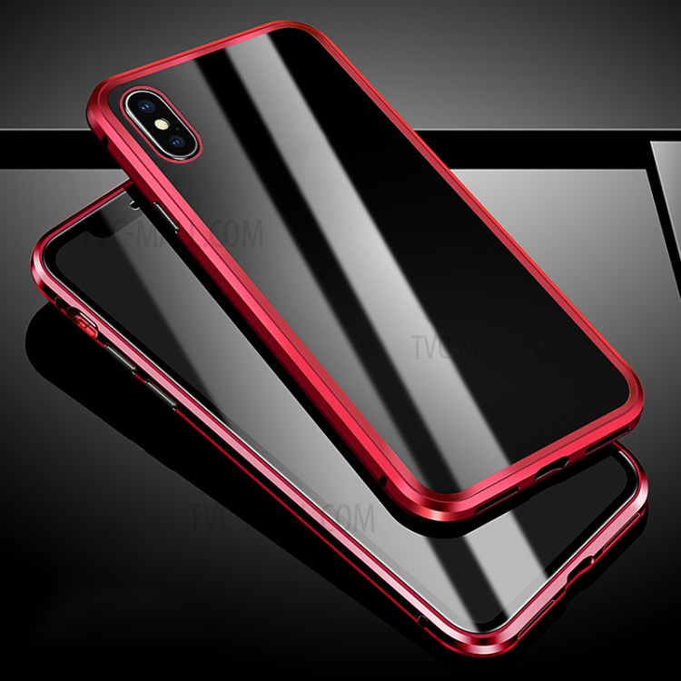 Magnetic Adsorption 360 Degree Protection Glass Cover for iPhone XS Max 6.5 inch - Red-1