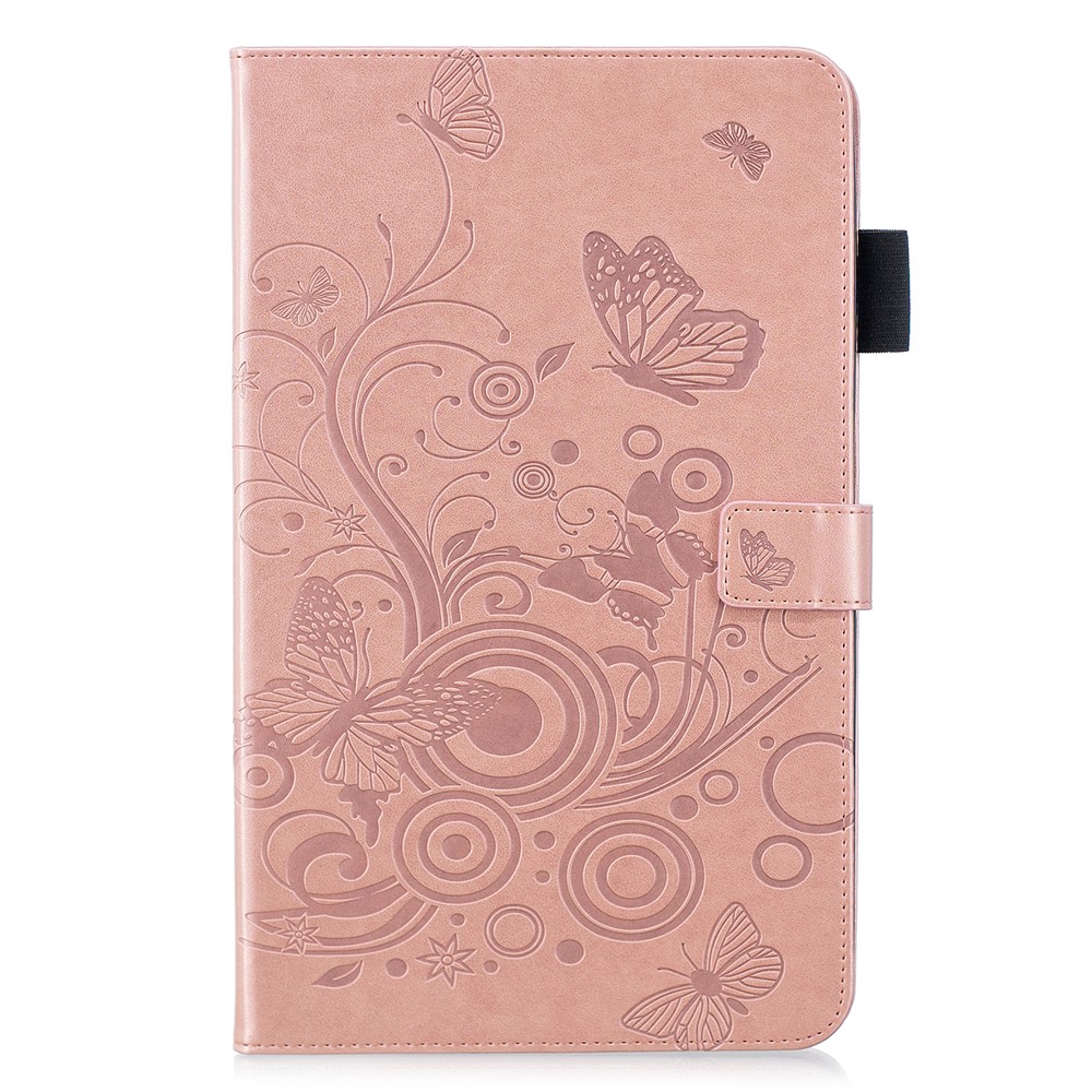 Imprinted Butterfly Flower PU Leather Tablet Case for iPad 9.7-inch (2018) / 9.7-inch (2017) / iPad Pro 9.7 inch (2016) / Air 2 / Air - Rose Gold