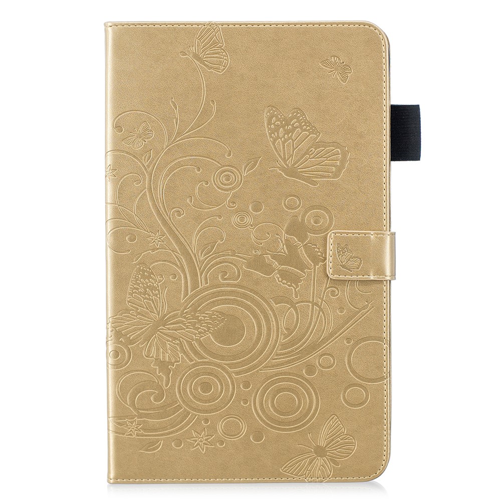 Imprinted Butterfly Flower PU Leather Tablet Cover for iPad 9.7-inch (2018) / 9.7-inch (2017) / iPad Pro 9.7 inch (2016) / Air 2 / Air - Gold