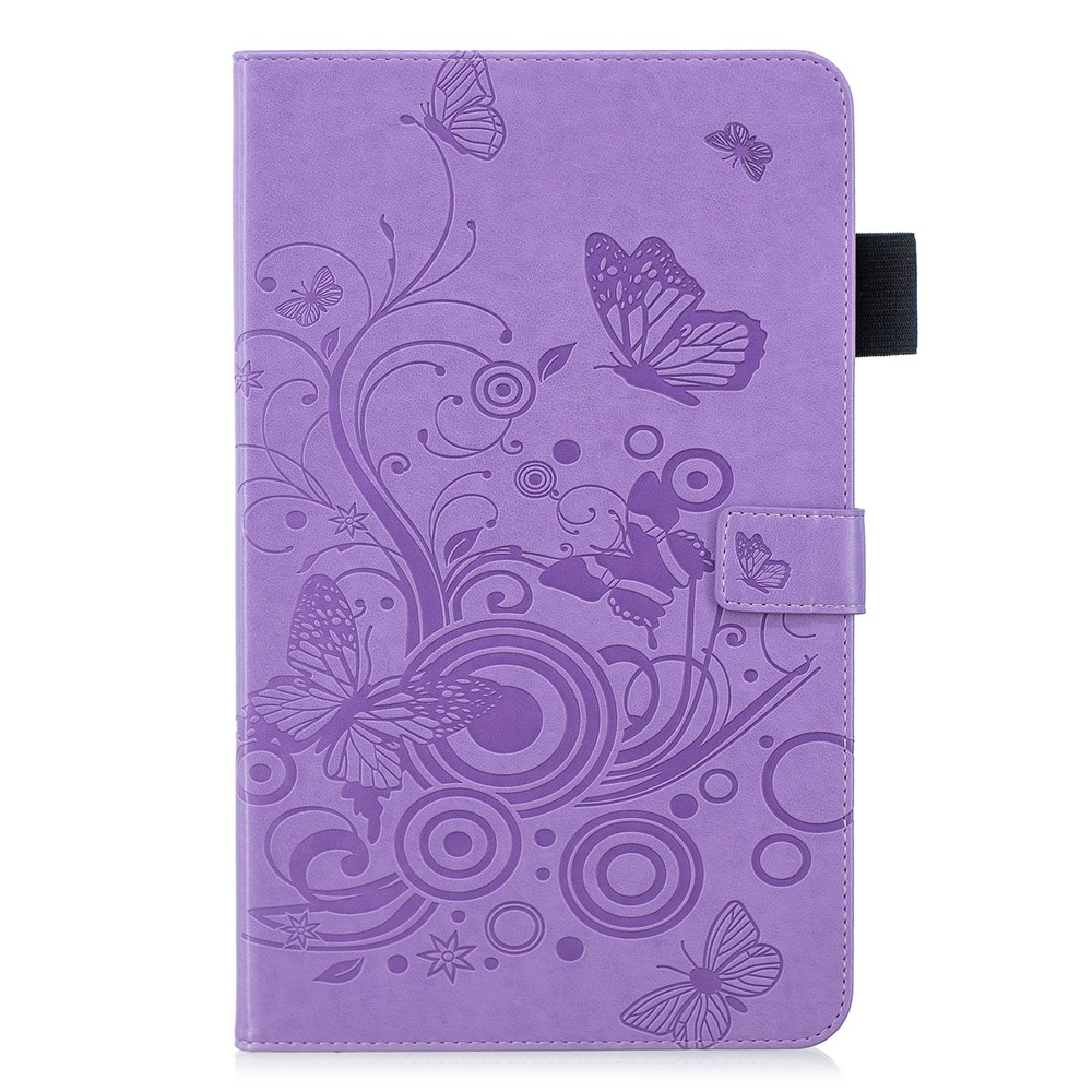 Imprinted Butterfly Flower PU Leather Flip Cover for iPad 9.7-inch (2018) / 9.7-inch (2017) / iPad Pro 9.7 inch (2016) / Air 2 / Air - Purple