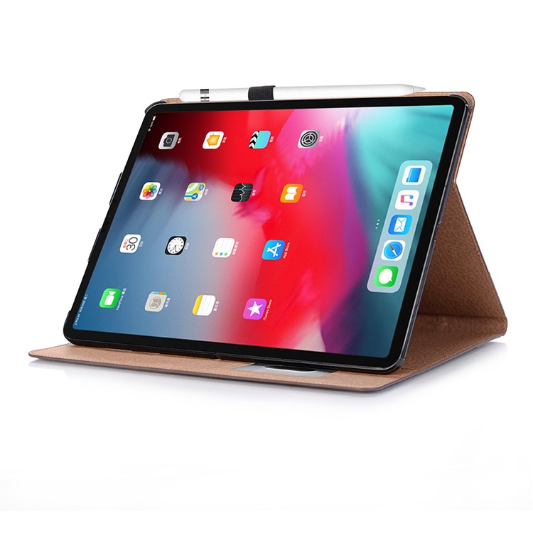For iPad Pro 12.9-inch (2018) PU Leather Smart Tablet Cover - Coffee-7