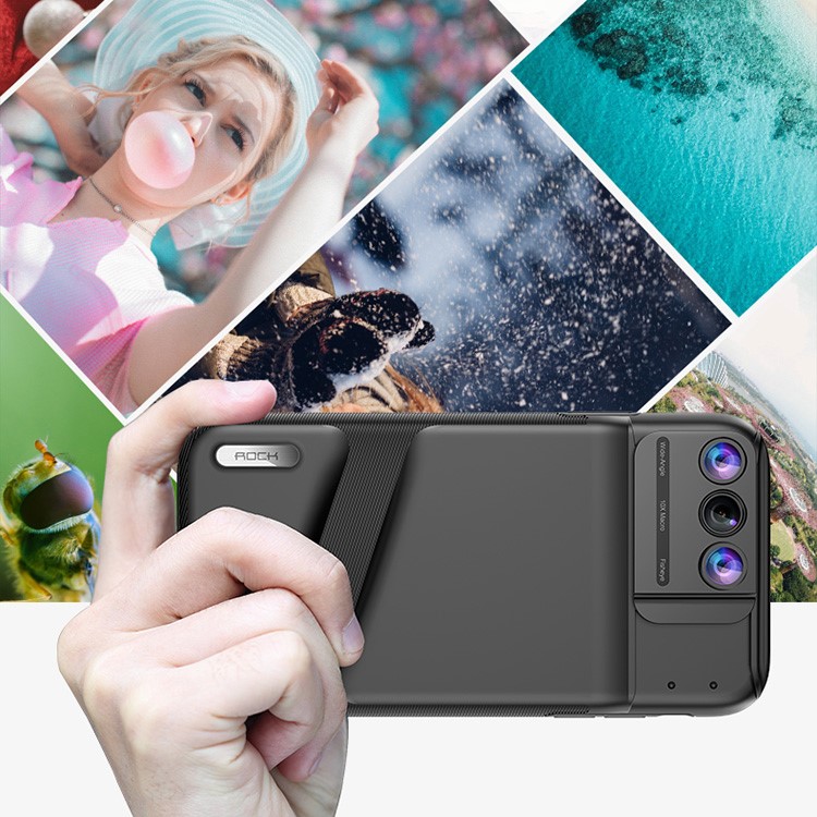 ROCHA Lindo 3 Lente Kit PC TPU Híbrido Telefone Case Para Iphone XR De 6,1 Polegadas - Preto-2