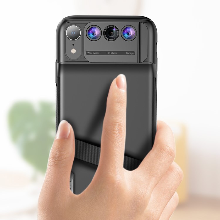 ROCHA Lindo 3 Lente Kit PC TPU Híbrido Telefone Case Para Iphone XR De 6,1 Polegadas - Preto-4