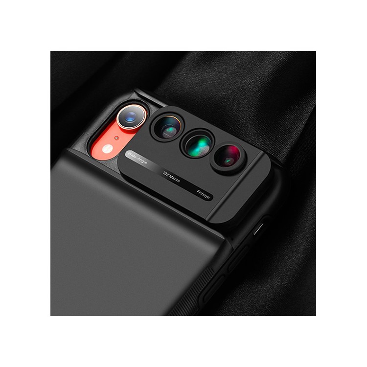 ROCHA Lindo 3 Lente Kit PC TPU Híbrido Telefone Case Para Iphone XR De 6,1 Polegadas - Preto-5