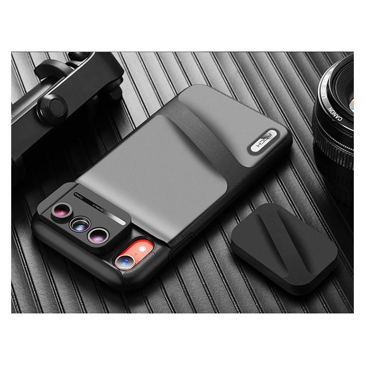ROCHA Lindo 3 Lente Kit PC TPU Híbrido Telefone Case Para Iphone XR De 6,1 Polegadas - Preto-6