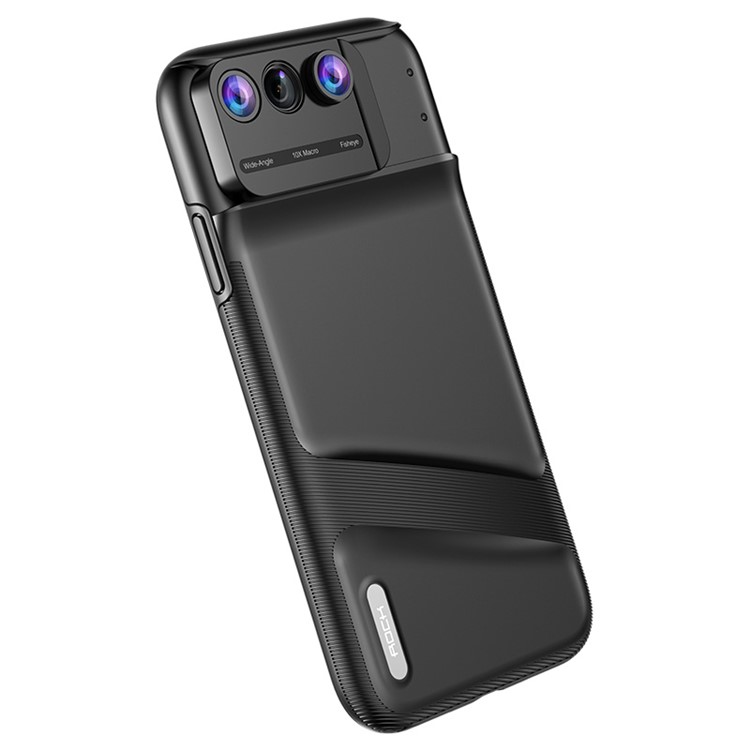 ROCHA Lindo 3 Lente Kit PC TPU Híbrido Telefone Case Para Iphone XR De 6,1 Polegadas - Preto-7