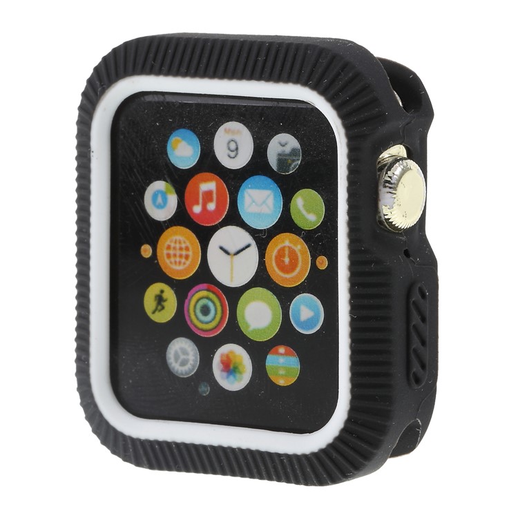 Two Tone Silicone Anti-aging Watch Cover for Apple Watch Series 4 40mm / Series 3/2/1 38mm - Black / White-3