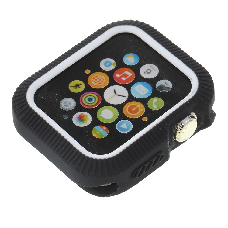 Two Tone Silicone Anti-aging Watch Cover for Apple Watch Series 4 44mm / Series 3/2/1 42mm - Black / White-1