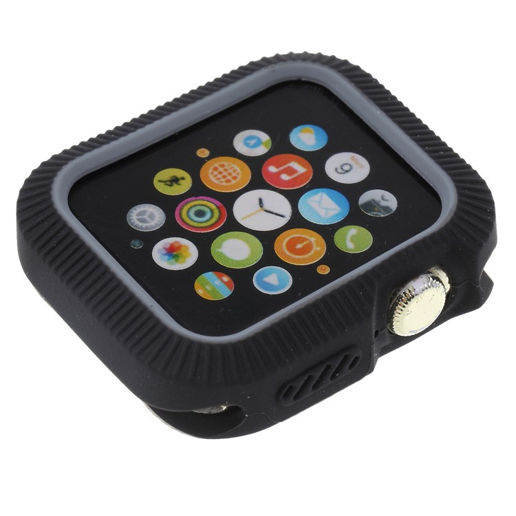 

Two Tone Silicone Anti-aging Watch Shell for Apple Watch Series 4 44mm - Black / Grey, Apple Watch Series 4 44mm