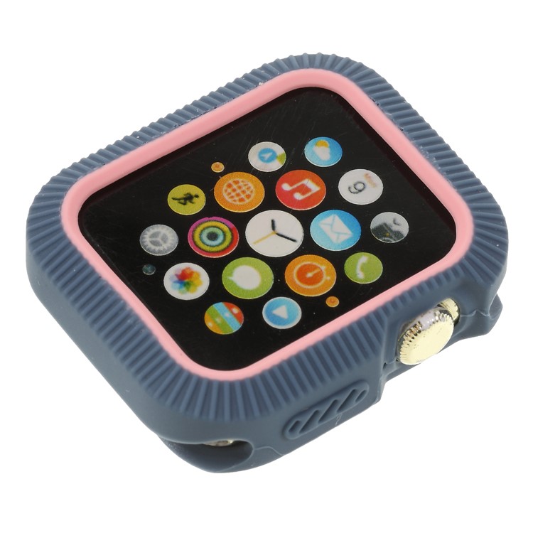 

Two Tone Anti-slip Silicone Anti-aging Watch Cover for Apple Watch Series 4 44mm - Blue / Pink, Apple Watch Series 4 44mm