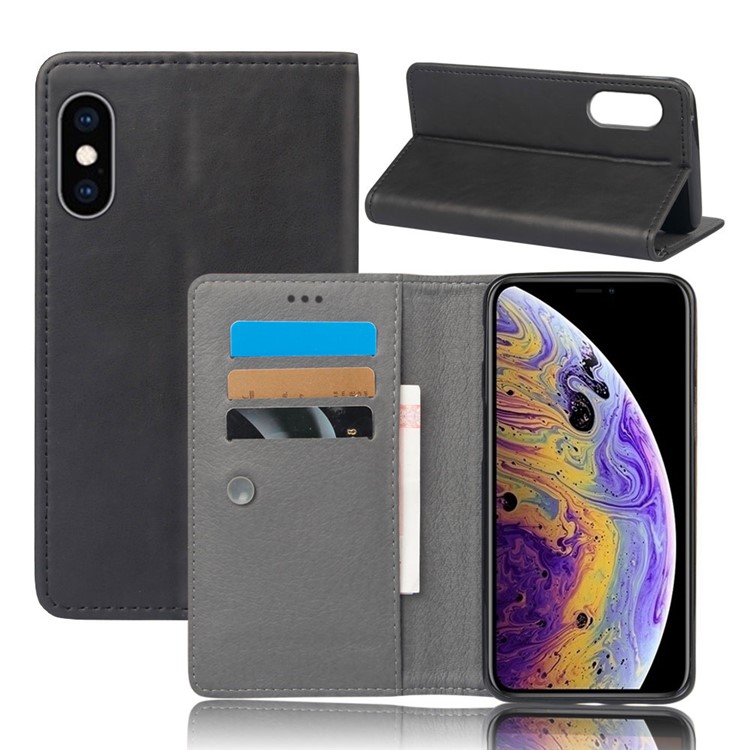 

Crazy Horse Leather Flip Case with Suction Cup for iPhone XS Max 6.5 inch - Black, iPhone XS Max 6.5 inch