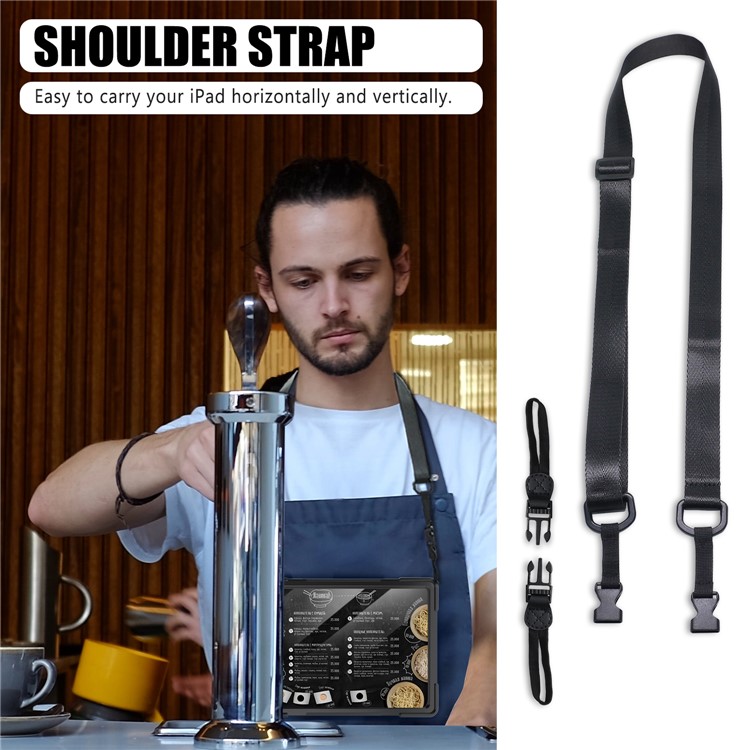 Per Coperchio Combo Per PC + TPU X-shape Per IPad Da 11 Pollici (2018) / Cavalletto Girevole A 360 Gradi / Cinturino E Tracolla A Mano - Tutto Nero-4