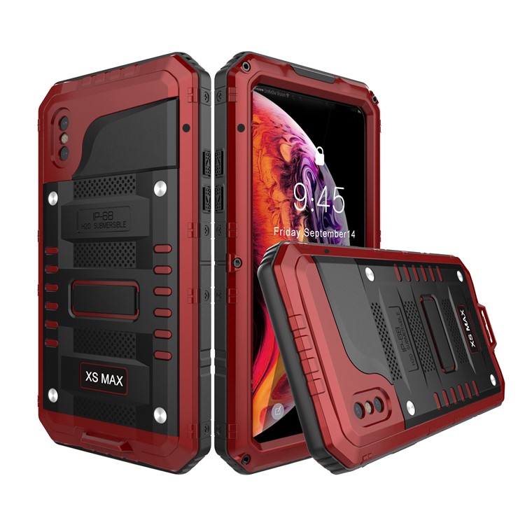 

Powerful IP68 Waterproof Shockproof Snow-proof Dirt-proof Metal Case for iPhone XS / X 5.8 inch - Red, iPhone XS 5.8 inch