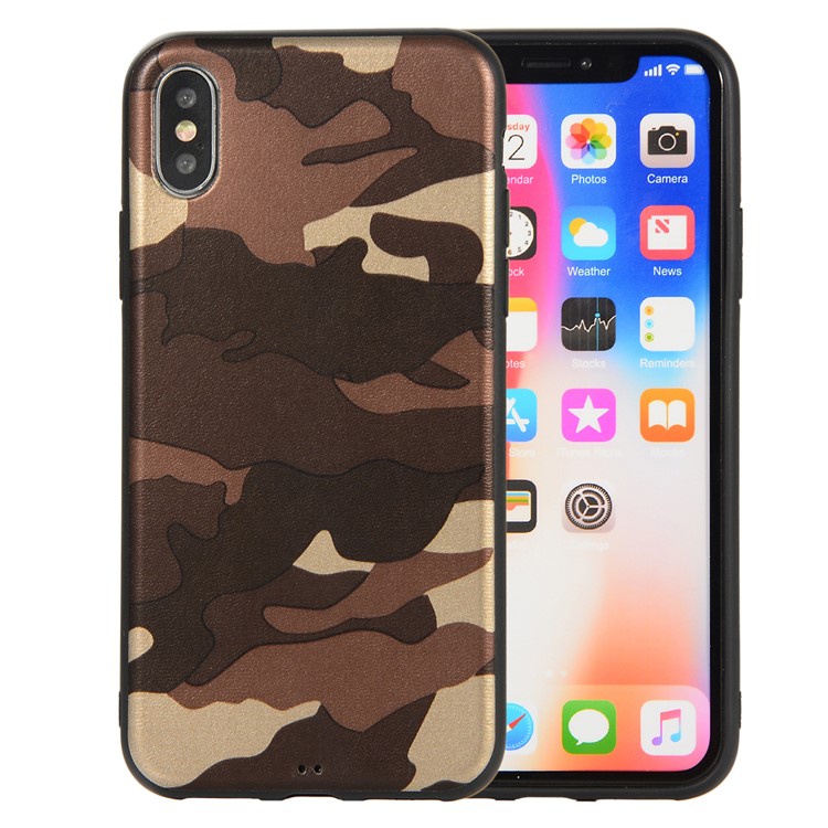 Чехол тпу с камуфляжным рисунком для iphone xs / x 5,8 дюйма - коричневый