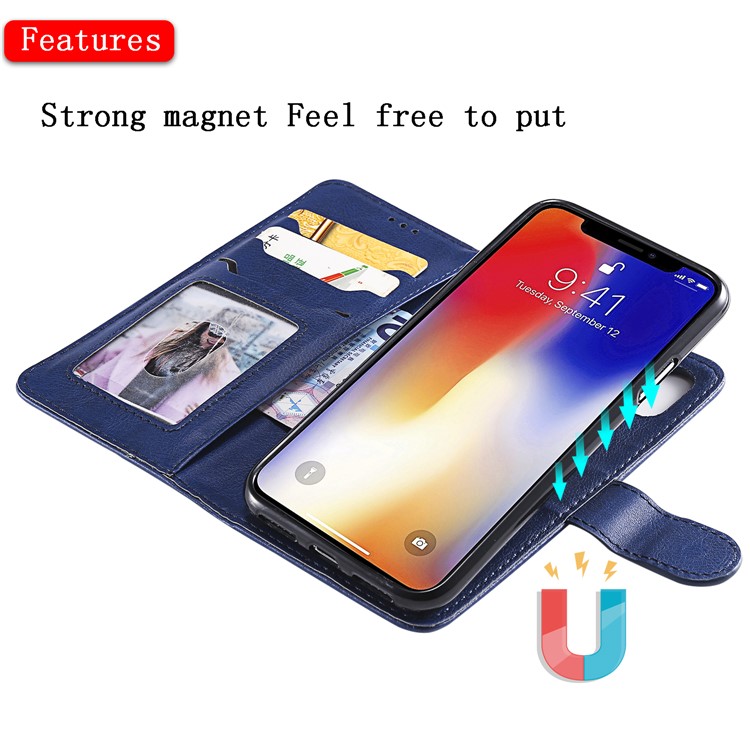 Embalagem De Couro 2-em-1 Destacável Magnética Do Plutônio Para O Iphone XS / X 5,8 Polegadas - Azul-5