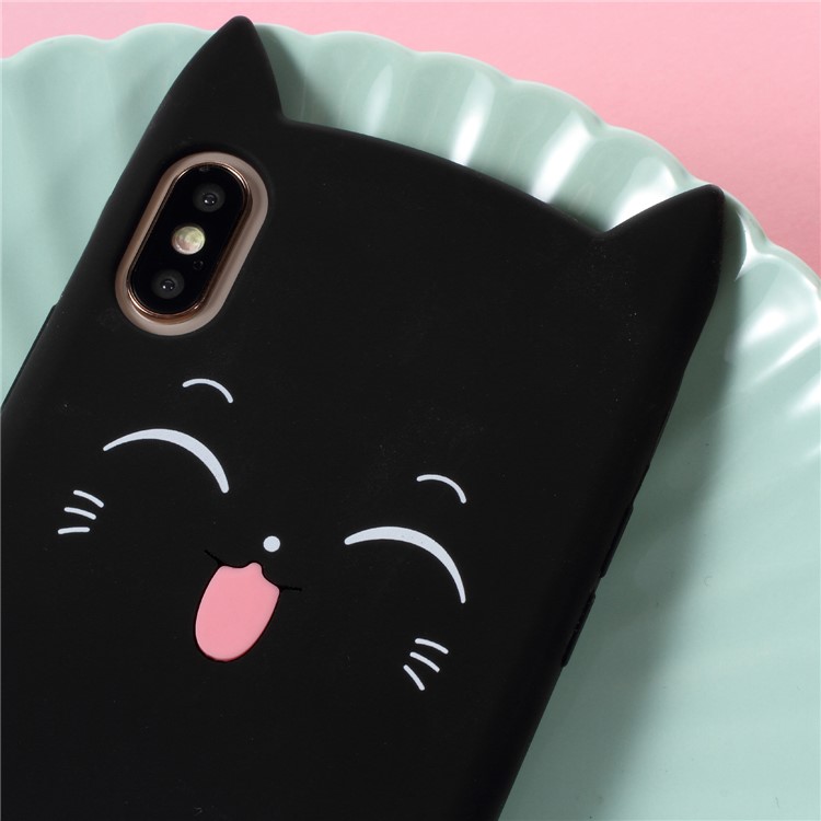 3D Mustache Cat Silicone Case for iPhone XS Max 6.5 inch - Black-3