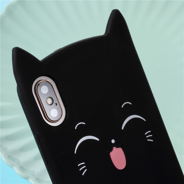 3D Mustache Cat Silicone Case for iPhone XS Max 6.5 inch - Black-4