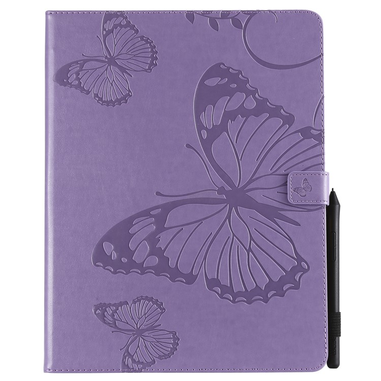 

For iPad Pro 12.9-inch (2018) Imprint Butterfly Stand Leather Mobile Case - Purple, iPad Pro 12.9 (2018)
