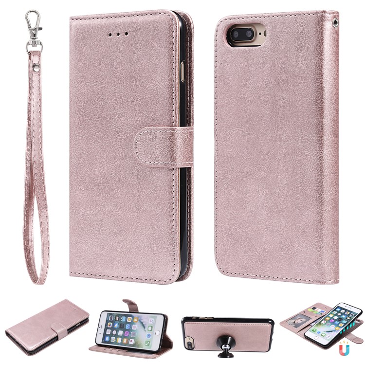 

Magnetic Detachable 2-in-1 PU Leather Stand Shell for iPhone 8 Plus / 7 Plus / 6 Plus - Rose Gold, iPhone 8 Plus 5.5 inch