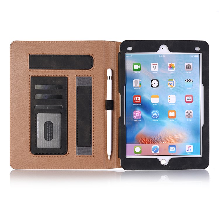 Retro Style PU Leather Smart Case for iPad 9.7-inch (2018) / 9.7-inch (2017) / Air 2 / Air - Black-3
