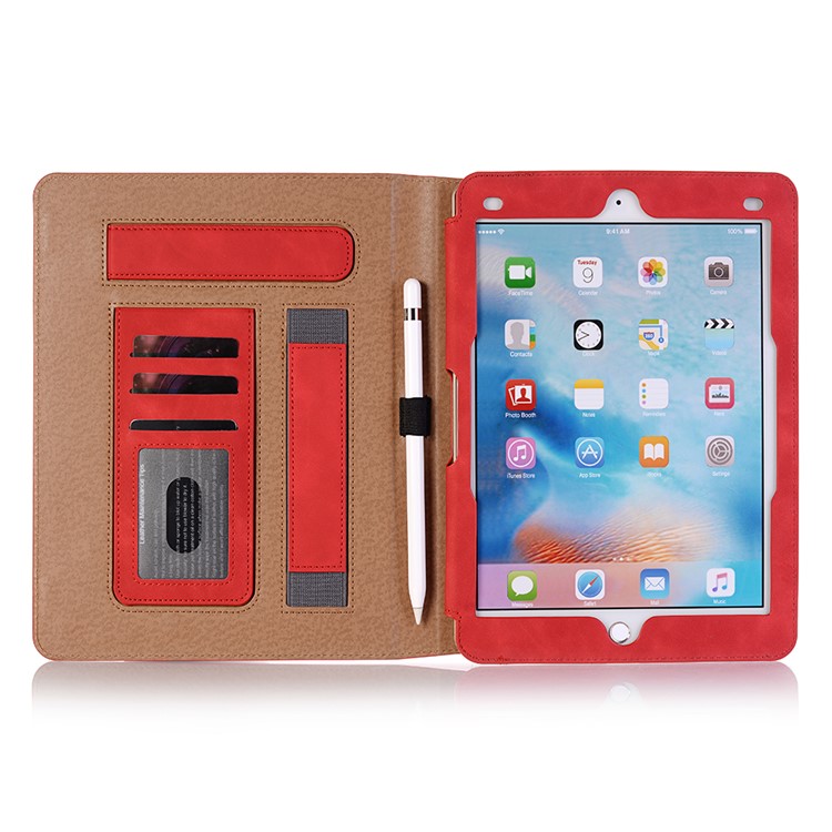 Retro Style PU Leather Smart Cover for iPad 9.7-inch (2018) / 9.7-inch (2017) / Air 2 / Air - Red-3