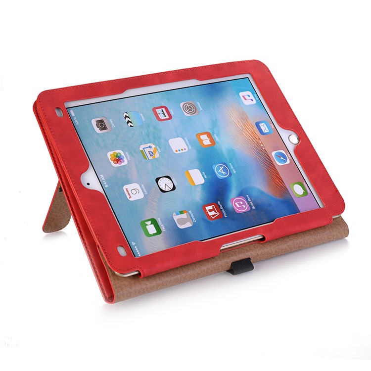 Retro Style PU Leather Smart Cover for iPad 9.7-inch (2018) / 9.7-inch (2017) / Air 2 / Air - Red-6