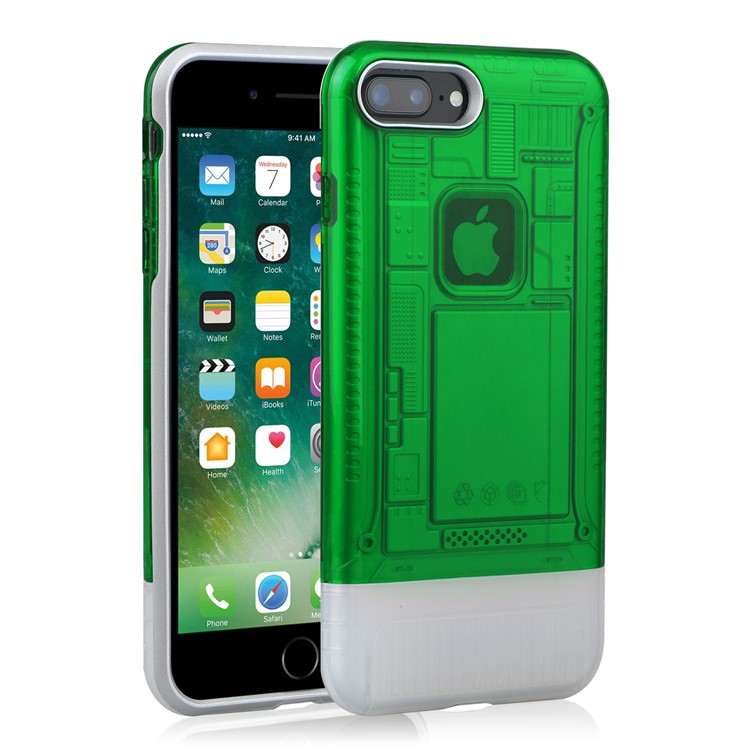 Ultra Thin Transparent Plastic + TPU Hybrid Cell Phone Casing for iPhone 8 Plus/7 Plus 5.5 inch - Green-2