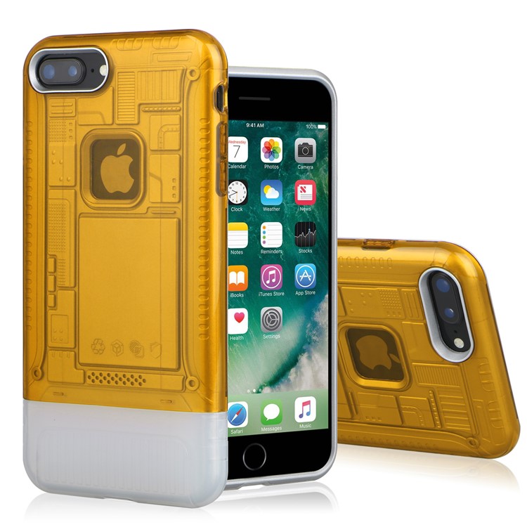 Ультра тонкий прозрачный пластик + тпу гибридный сотовый телефон для iphone 8 плюс 5,5 дюймов - желтый