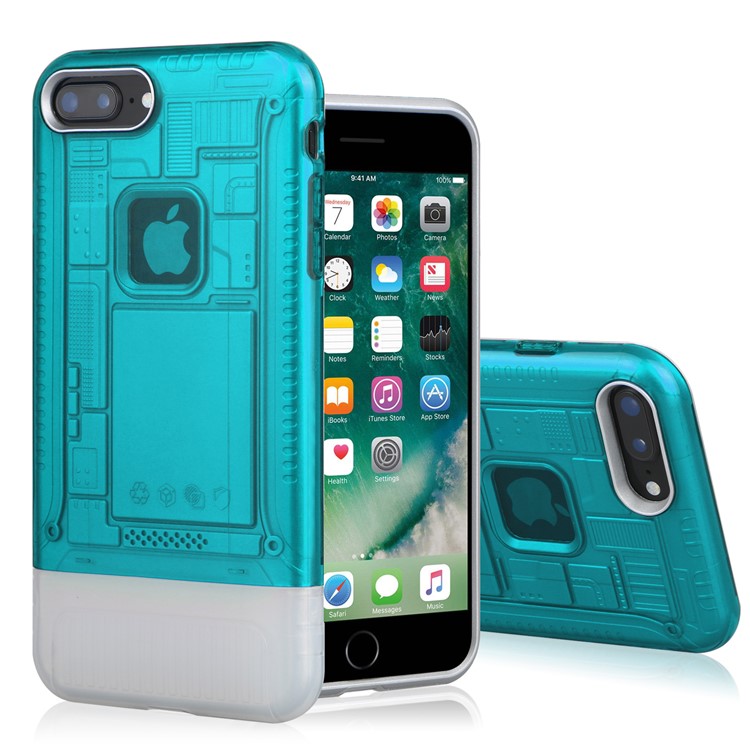 

Ultra Thin Transparent Plastic + TPU Hybrid Mobile Cover for iPhone 8 Plus 5.5 inch - Cyan, iPhone 8 Plus