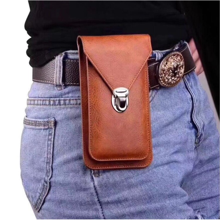 6-inch Universal PU Leather Double Pockets Pouch Case Holster with Belt Loop - Brown-2