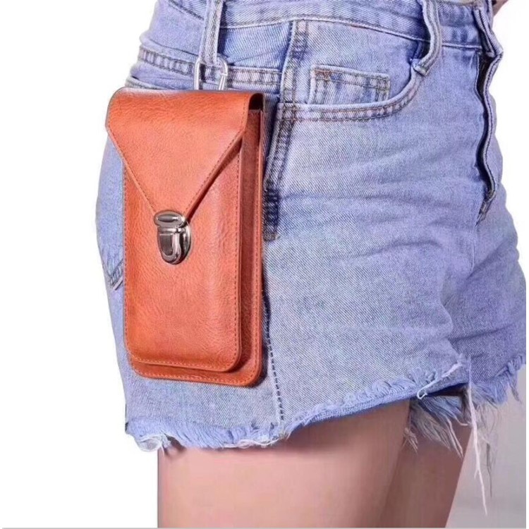 6-inch Universal PU Leather Double Pockets Pouch Case Holster with Belt Loop - Brown-3