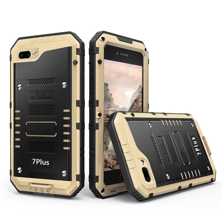 

Metal Case for iPhone 8 Plus / 7 Plus 5.5 inch IP68 Waterproof Shockproof Snow-proof Dirt-proof - Gold, iPhone 8 Plus