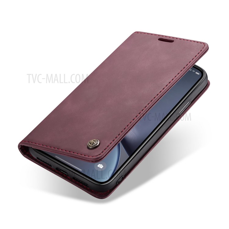 CASEME PU Leather Magnetic Flap Case for iPhone XR 6.1 inch - Wine Red-21