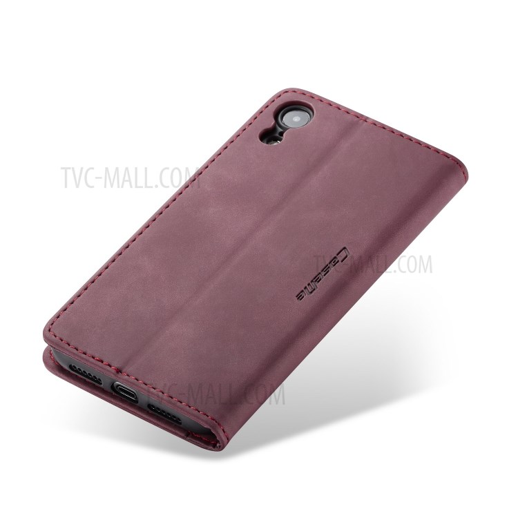 CASEME PU Leather Magnetic Flap Case for iPhone XR 6.1 inch - Wine Red-22