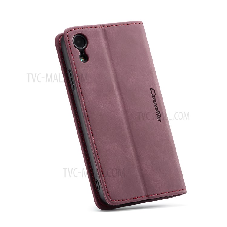 CASEME PU Leather Magnetic Flap Case for iPhone XR 6.1 inch - Wine Red-24