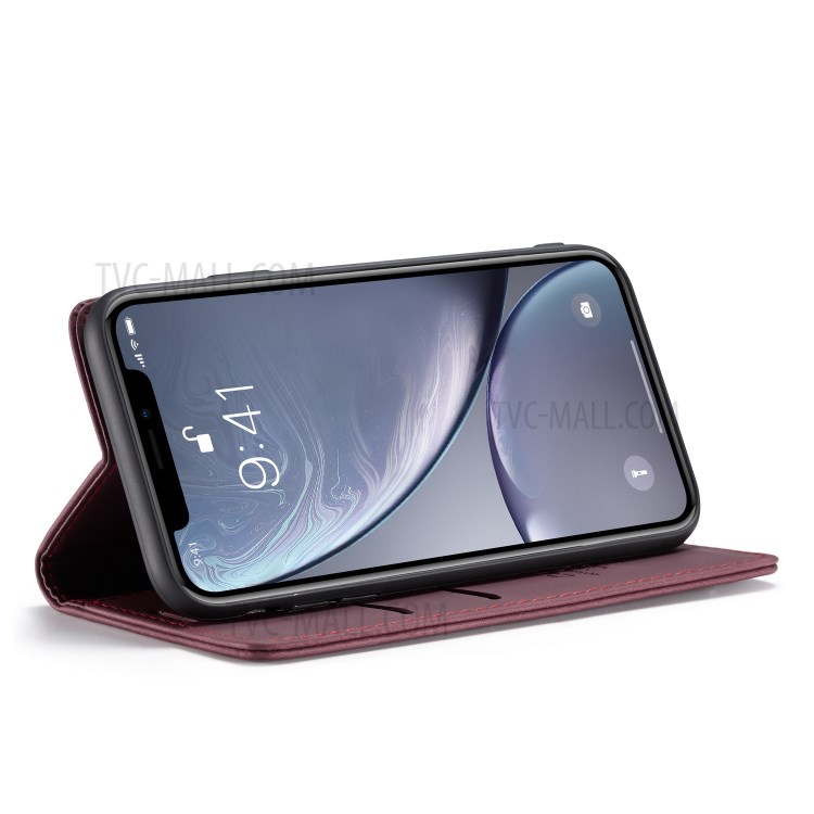 CASEME PU Leather Magnetic Flap Case for iPhone XR 6.1 inch - Wine Red-25