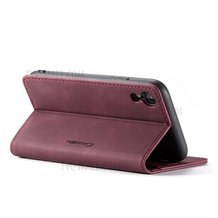 CASEME PU Leather Magnetic Flap Case for iPhone XR 6.1 inch - Wine Red-26