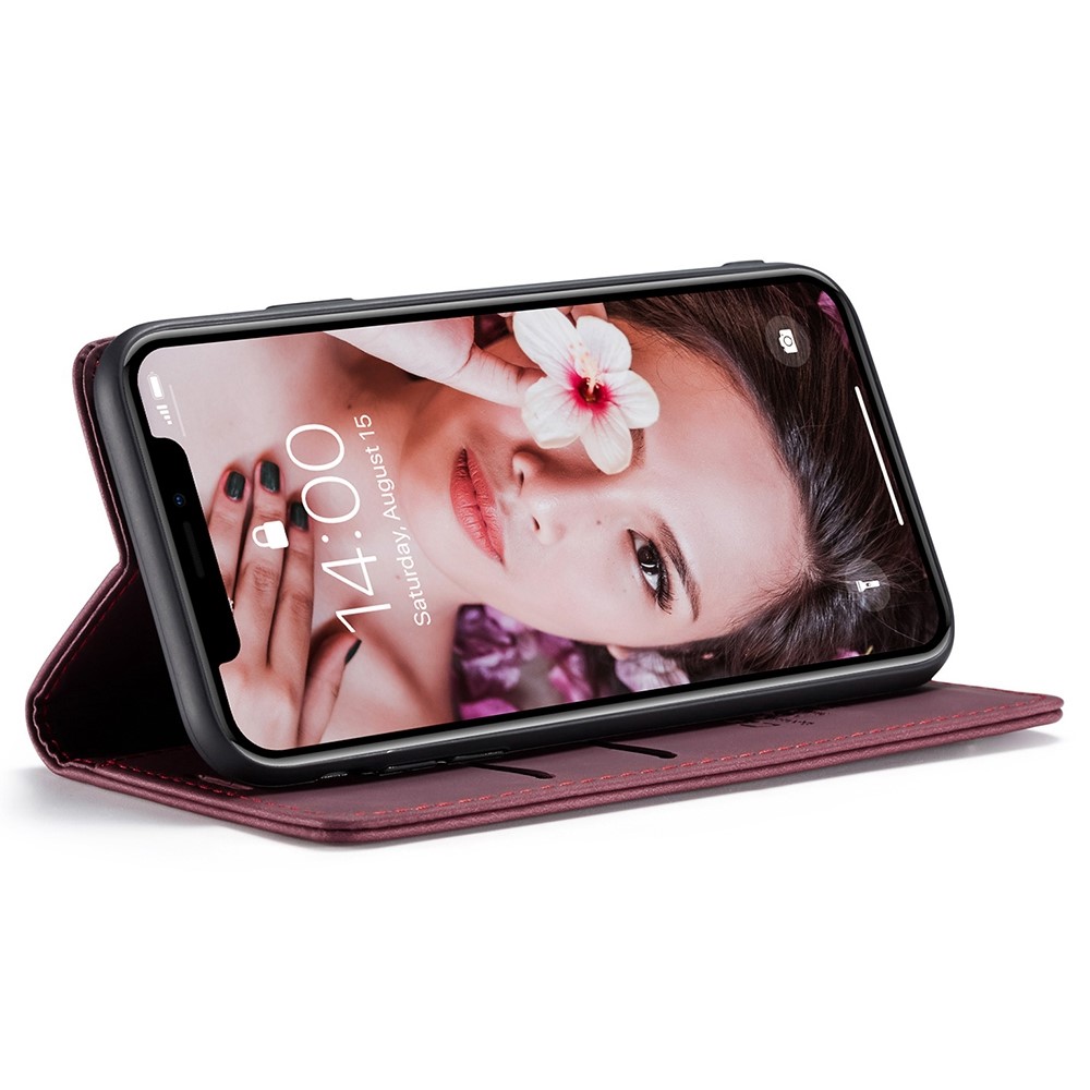 Caseme 013 Series PU Caso Magnético de Couro PU Para Iphone XR 6,1 Polegadas - Vinho Vermelho-3