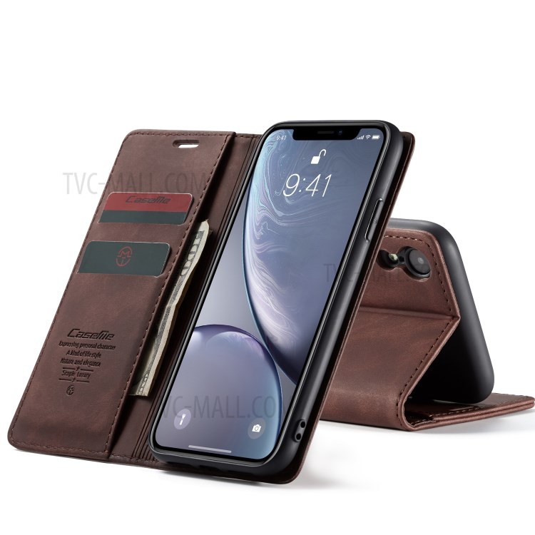 Cubierta Magnética De Cuero De La Cartera De La PU De CASEME Para El Iphone XR 6,1 Pulgadas - Café-12