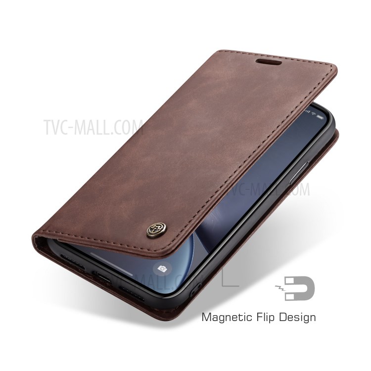 Cubierta Magnética De Cuero De La Cartera De La PU De CASEME Para El Iphone XR 6,1 Pulgadas - Café-17
