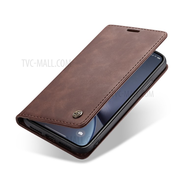 Cubierta Magnética De Cuero De La Cartera De La PU De CASEME Para El Iphone XR 6,1 Pulgadas - Café-22