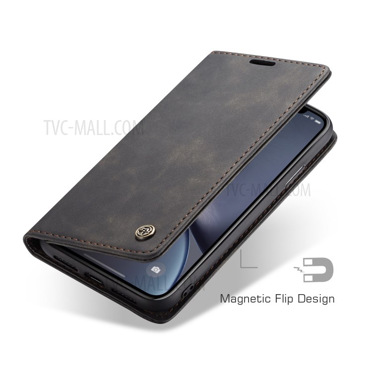 CASEME PU Couro Flip Stand Telefone Shell Para Iphone XR 6,1 Polegadas - Preto-16