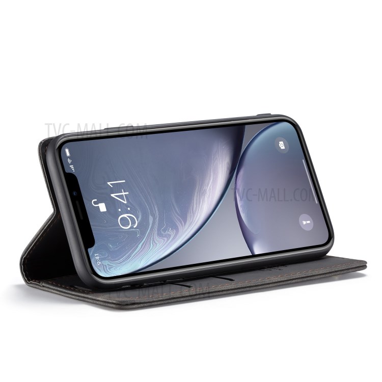CASEME PU Couro Flip Stand Telefone Shell Para Iphone XR 6,1 Polegadas - Preto-25