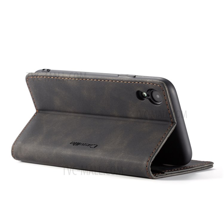 CASEME PU Couro Flip Stand Telefone Shell Para Iphone XR 6,1 Polegadas - Preto-26