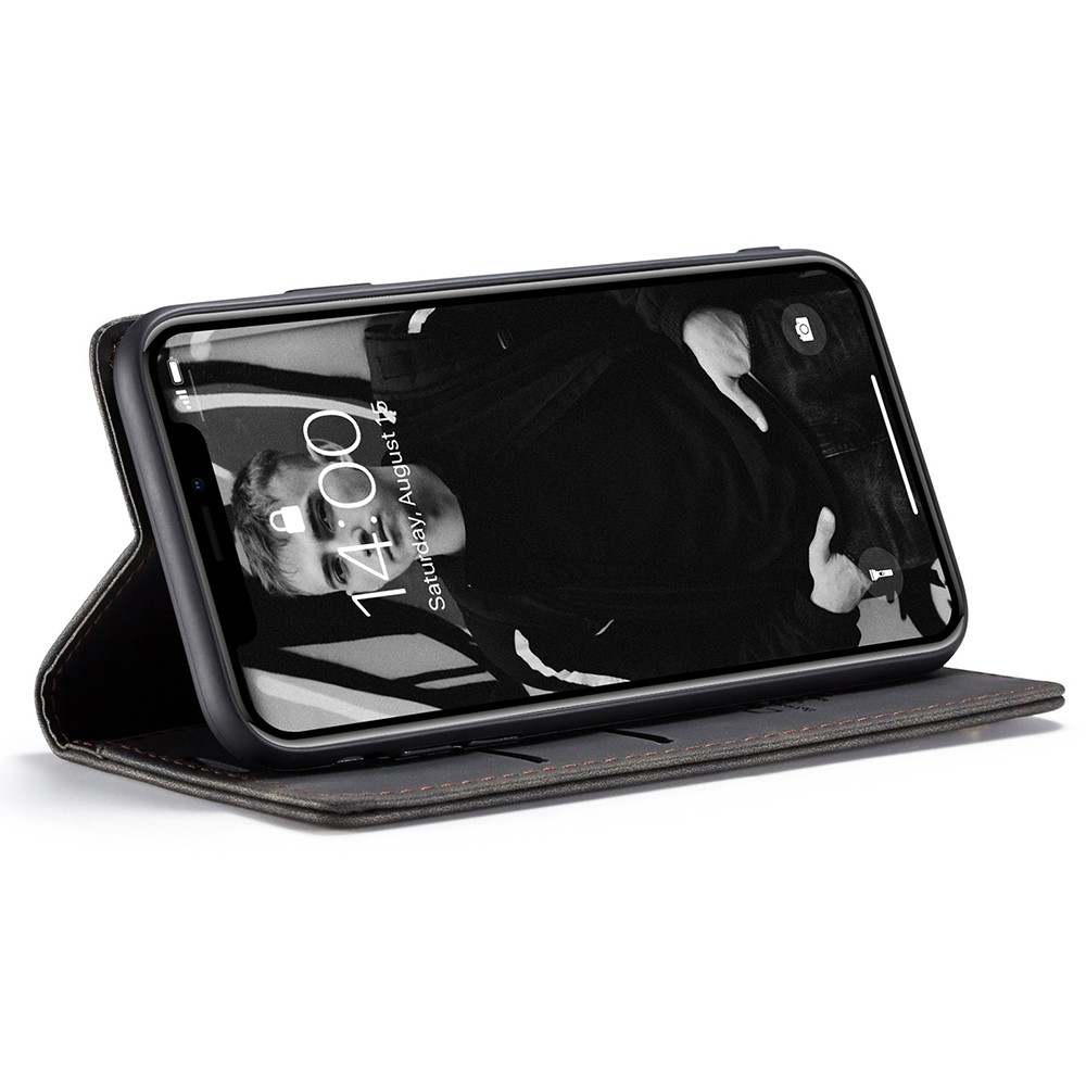 CASEME PU Couro Flip Stand Telefone Shell Para Iphone XR 6,1 Polegadas - Preto-3