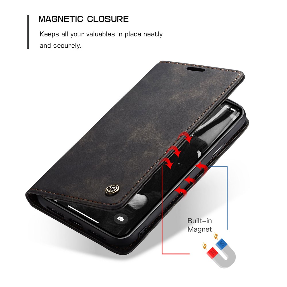 CASEME PU Couro Flip Stand Telefone Shell Para Iphone XR 6,1 Polegadas - Preto-5