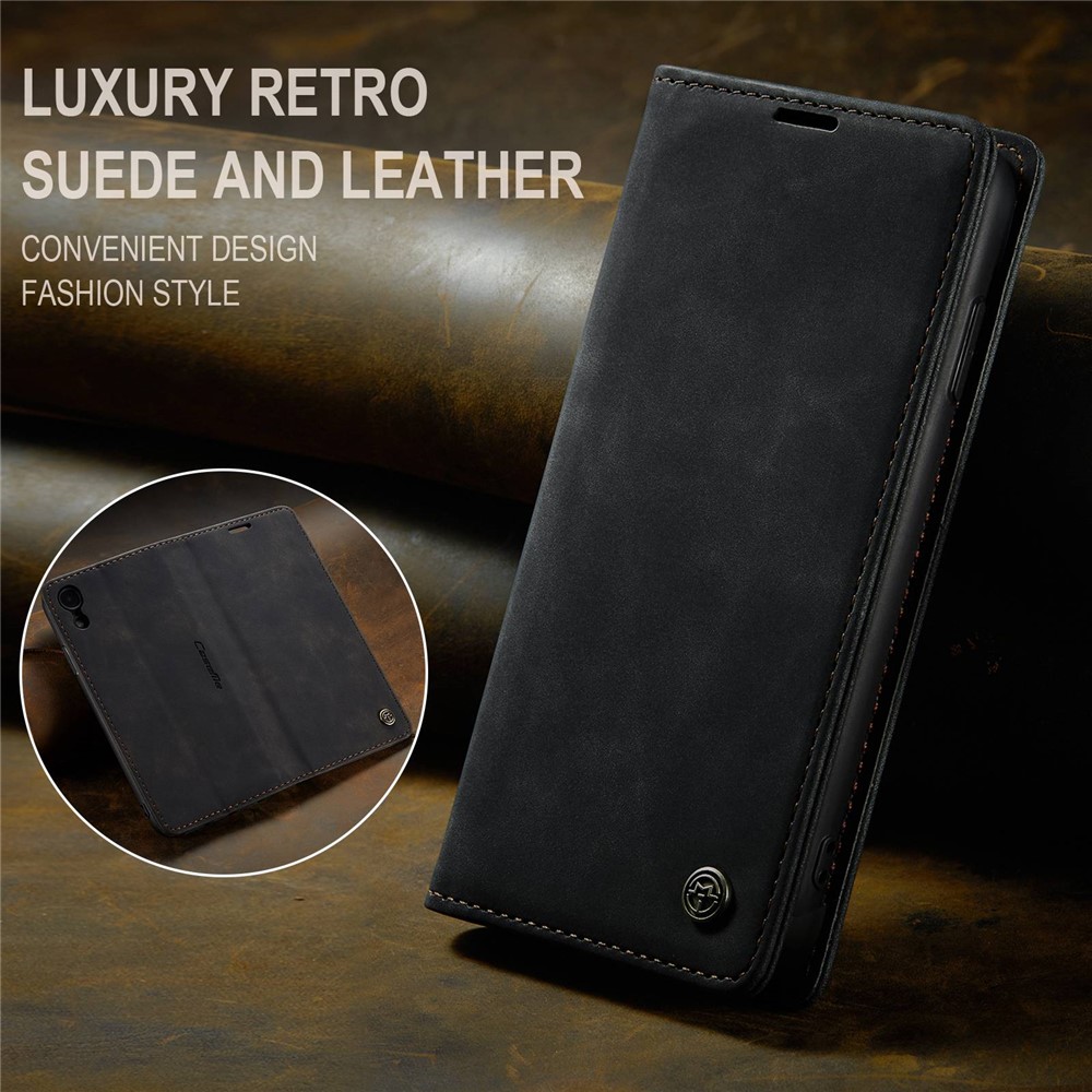 CASEME PU Couro Flip Stand Telefone Shell Para Iphone XR 6,1 Polegadas - Preto-9